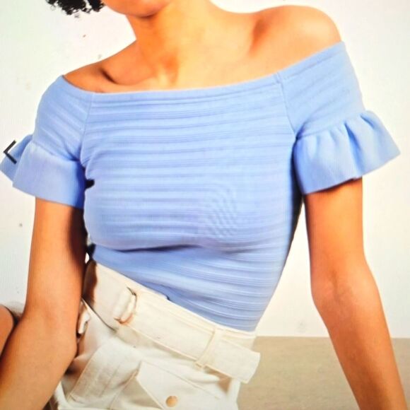 Ted Baker blue  misteey bardot top size  1 - Picture 1 of 8